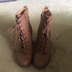 Brown Combat Heeled Booties